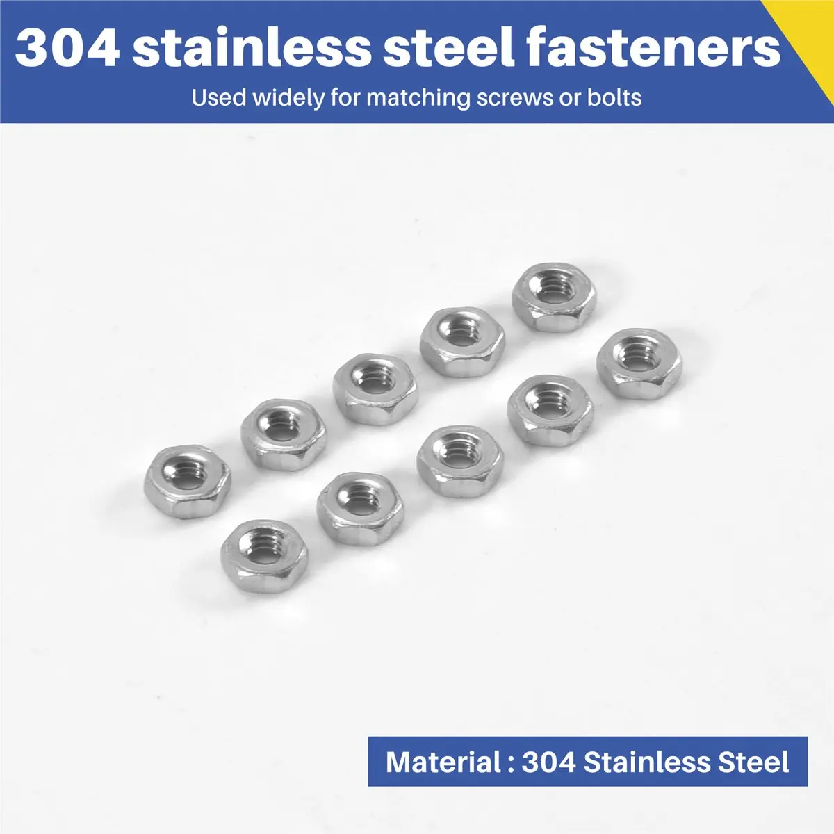 [BLACKFRIDAY]Metric M2 Hex Nuts 304 Stainless Steel Fastener DIN934 100pcs for Bolt