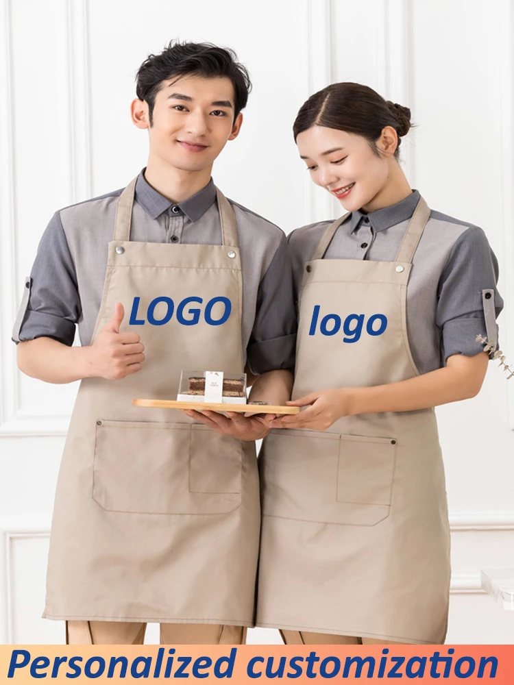 

Customize Work Aprons Personalized Logo Man Chef Bib Apron Hairdresser Nail Beauty Apron Kitchen Cooking Cleaning Robe for Women