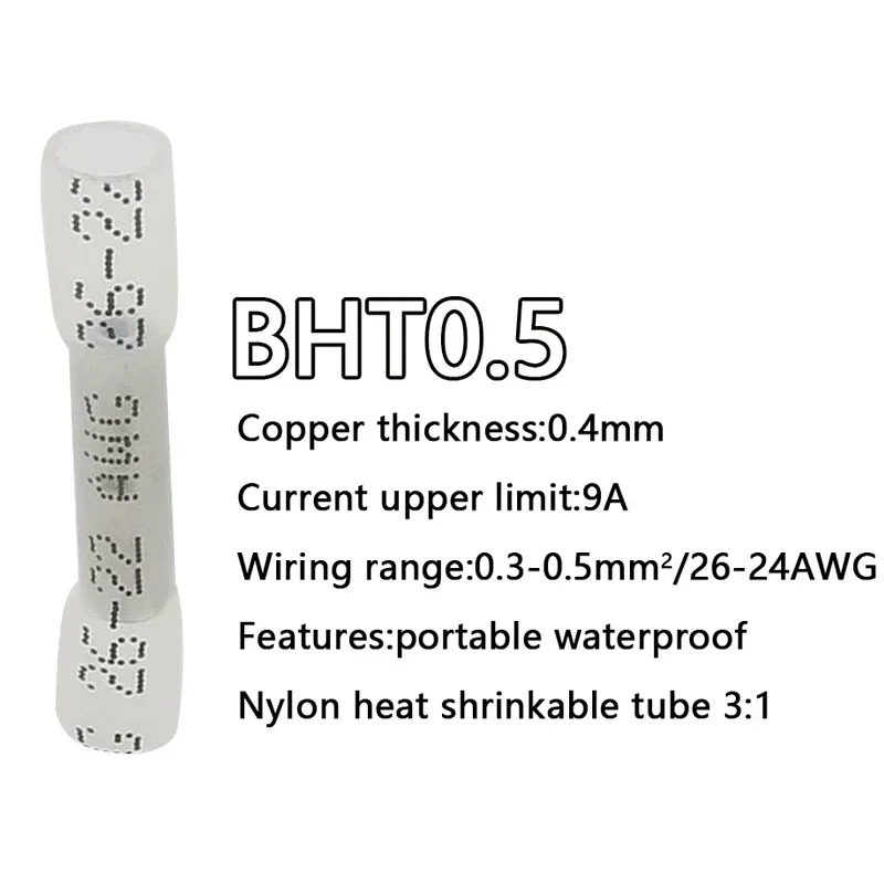 10/50/100/200PCS Schrumpf Butt Draht Anschlüsse AWG 24-10 0,3-6,0 mm2 Wasserdichte Isolierte Automobil Draht Kabel Crimp Terminal