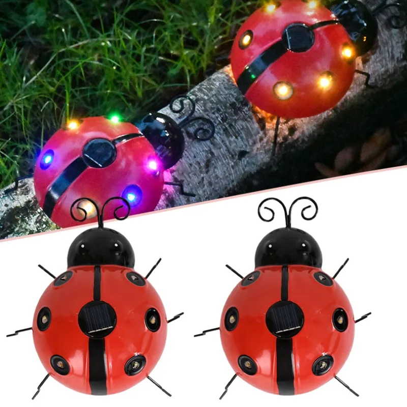 

Solar Ladybug Light Outdoor Waterproof LED Garden Decor Wall Hanging Lawn Pathway Landscape Lighting for Yard Patio Statue