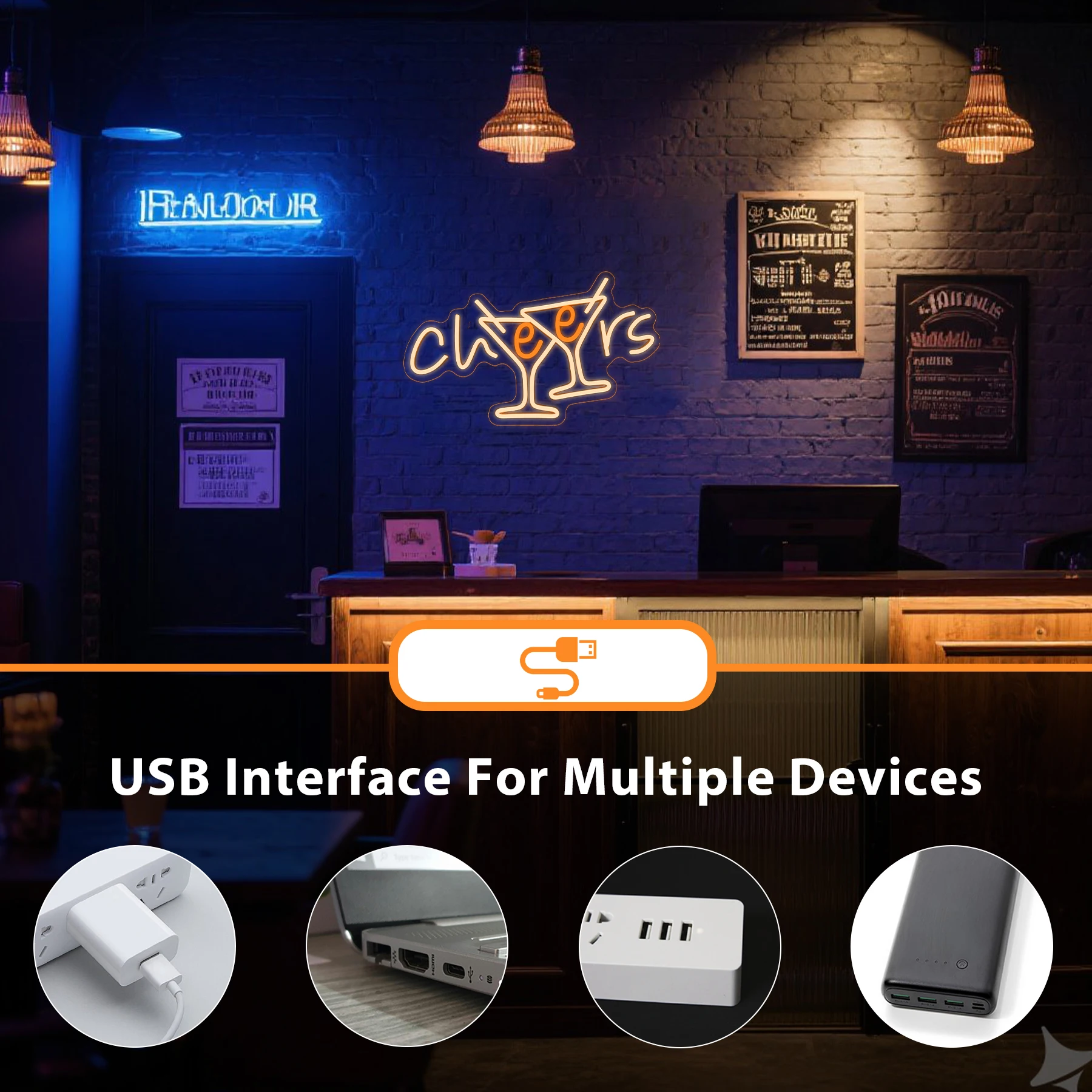 Cheers Neon Sign Cocktails Bar Led Sign Dimmable Cheers Neon Signs Wall Decor for Pub Party Club Restaurant Shop Bar Lights Sign