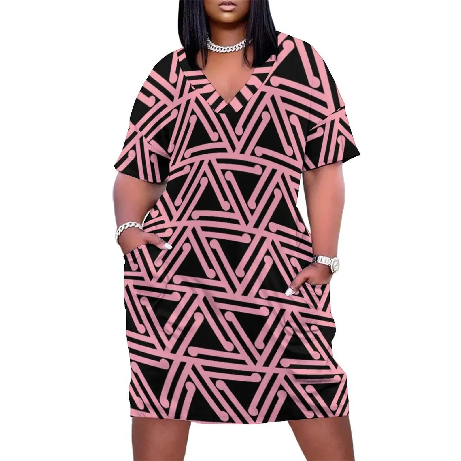 

Ahuriri Summer (licorice allsort) Loose Pocket Dress Woman's evening dress bandage dress women elegant luxury