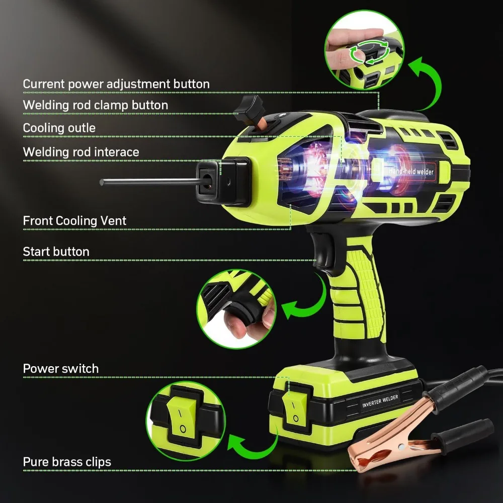ماكينة لحام محمولة 110 فولت ماكينة لحام محمولة مع عاكس IGBT 6 تعديل تيار متغير 20-120Amp مسدس لحام القوس