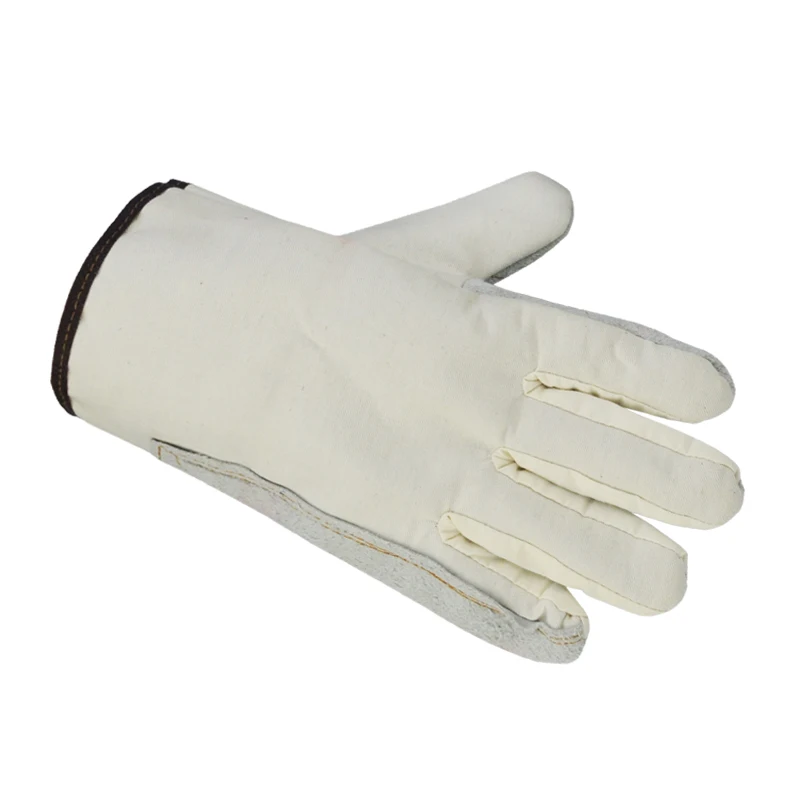 XYEHS-guantes de trabajo de seguridad para soldadura, 10 pares de lona con palma completa, refuerzo de cuero de vaca, forro engrosado, resistente al