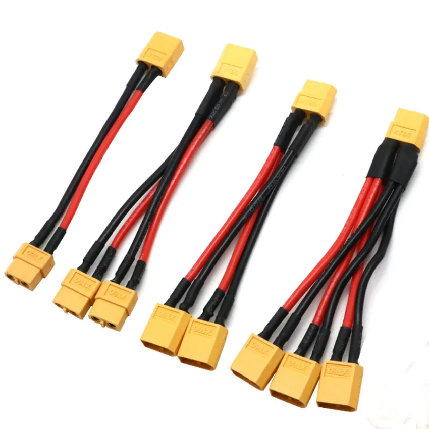 XT60 Parallel Battery Connector Male/Female Cable Dual Extension Y Splitter/ 3-Way 12AWG Silicone Wire for RC Battery Motor