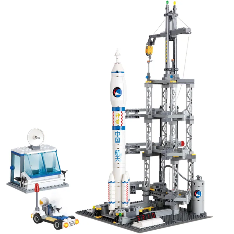 Bloques de Construcción de Cohetes de Exploración Espacial, Centro de Lanzamiento con Sala de Control y Set de Ladrillos de Coche de Astronauta, Juguete Educativo DIY para Regalo