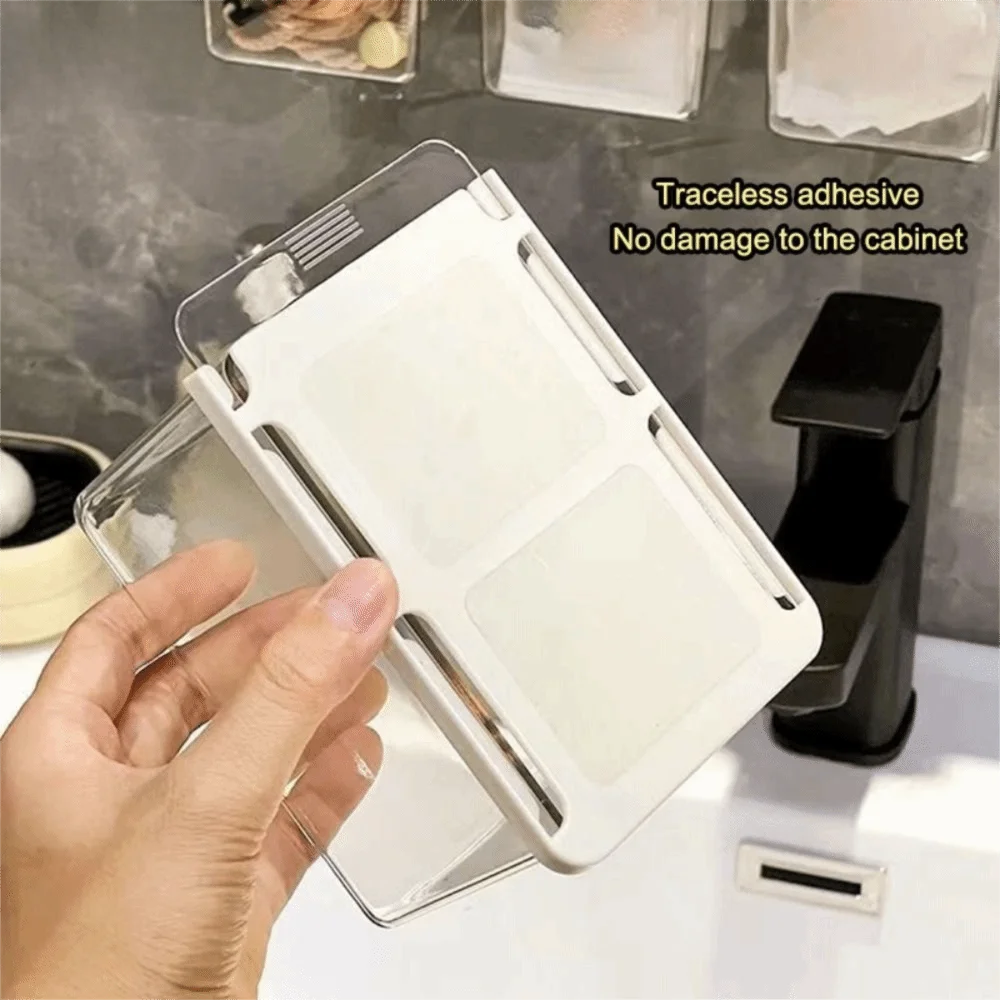New PP Drawer Style Storage Box Transparent Pull-Out Bathroom Storage Box Space Saving No-Drill Storage Shelf Bathroom Cabinet