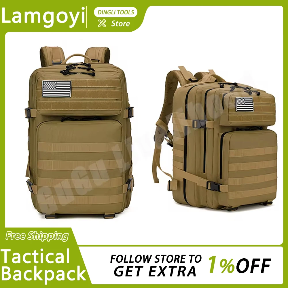 

Lamgoyi Mt1090 Tactical Backpack Outdoor Survival Essentials Bag 45L High-Capacity Schoolbag Hiking Rucksack For Men And Women