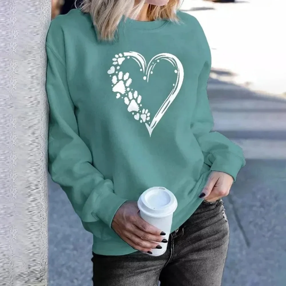 

Women's Long-sleeved Heart-shaped Printed Sweatshirt Suitable for Outdoor Sports in Autumn and Winter Women's Clothing k pop