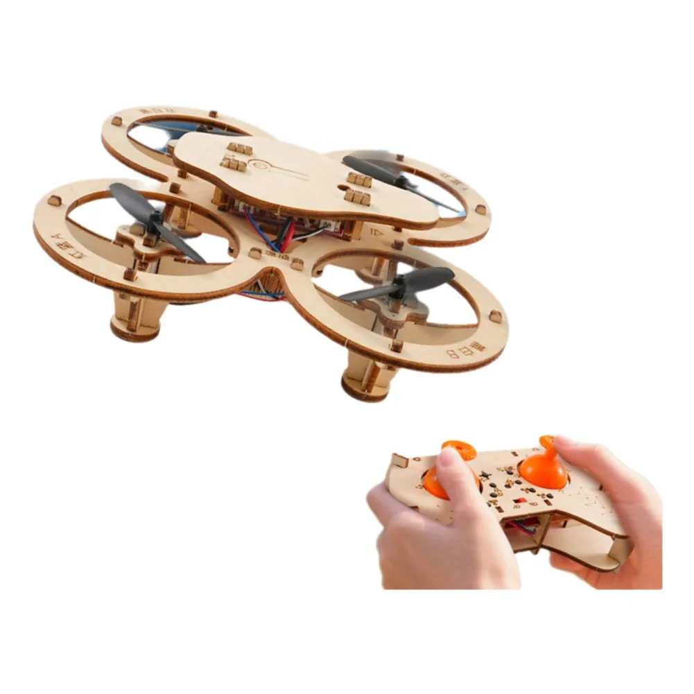 Wooden Aircraft Model Kit for Constructing a Functional 4-Axis Flying Device with Focus on Mechanical Assembly and Control Logic