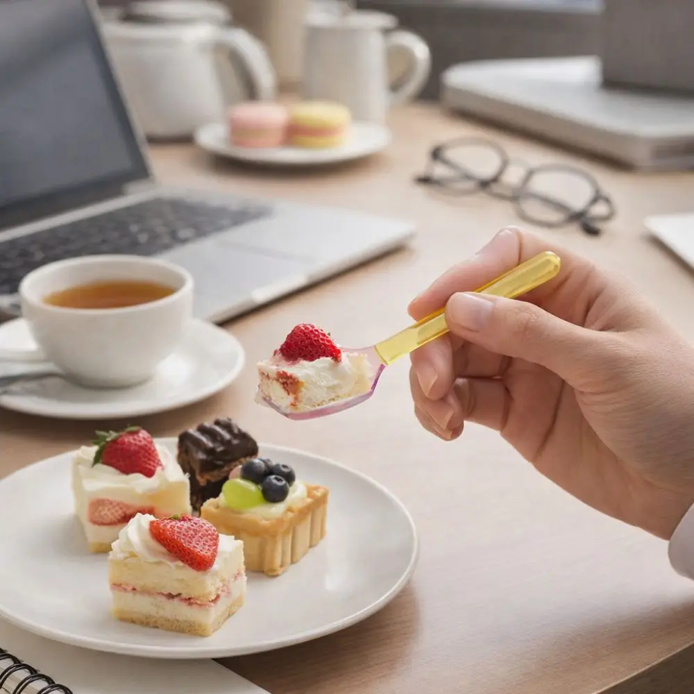 Cute Style Colorful Glass Dessert Spoon Long Handle INS Style Coffee Spoon Heat Cold Resistance Stirring Spoon Home Use