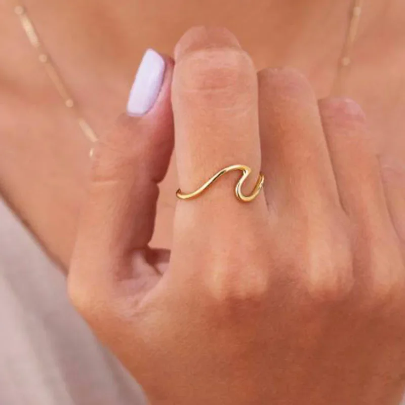 New High End PVD Tarnish Free Charm Seabird Shaped Abstract Irregular Stainless Steel Ring for Women