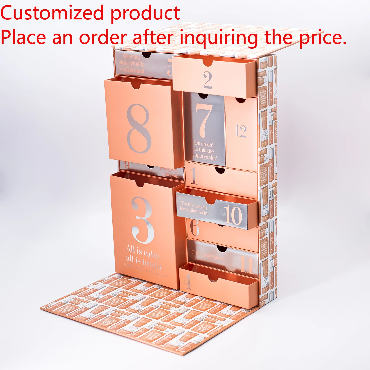 

2025.custom Luxury Blind Mystery Christmas Countdown Custom Cardboard Advent Calendar Packaging Drawers Gift Box