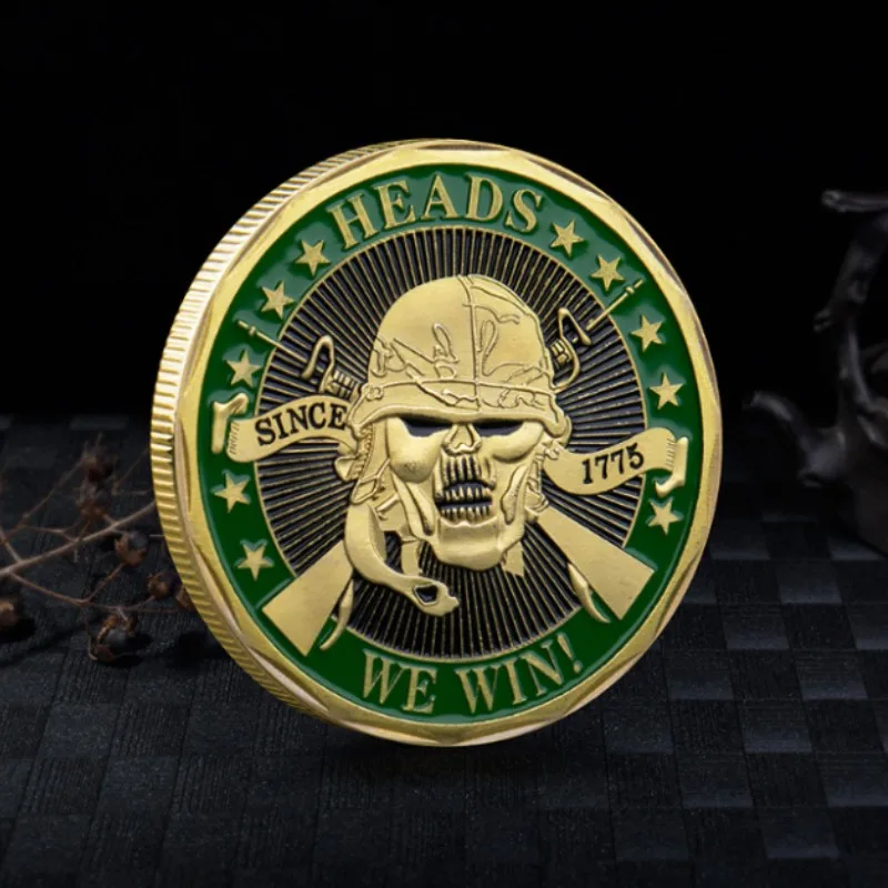 Pirate Coin Gilded Souvenir Skull Commemorative Coin Military Challenge Coin Skull Head Double Gun Commemorative Coin Badge