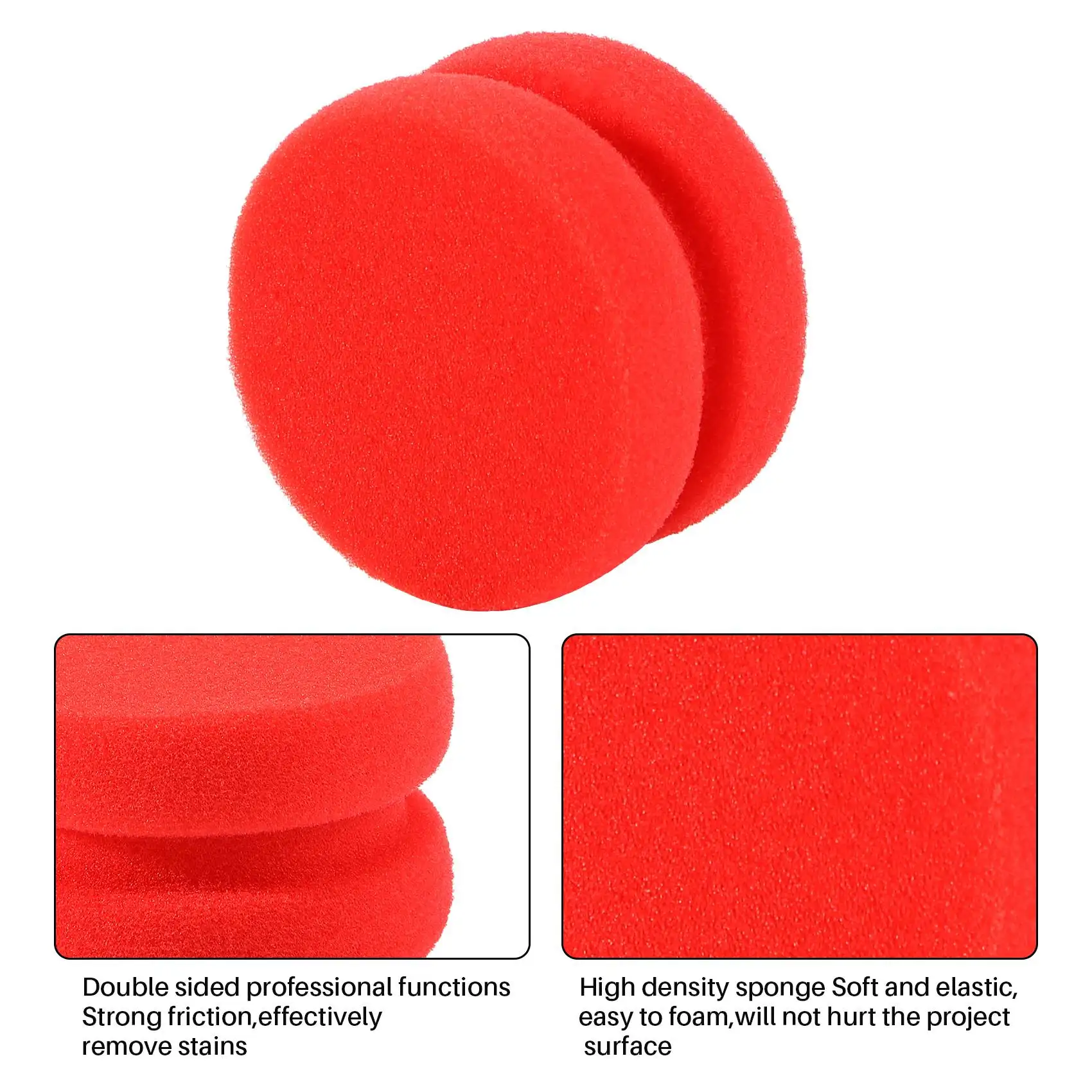 Gfc-8 Pack Paint Sponge Applicator Detail Sponge Paint Round Wax Applicator Tire Shine Applicator (Red)