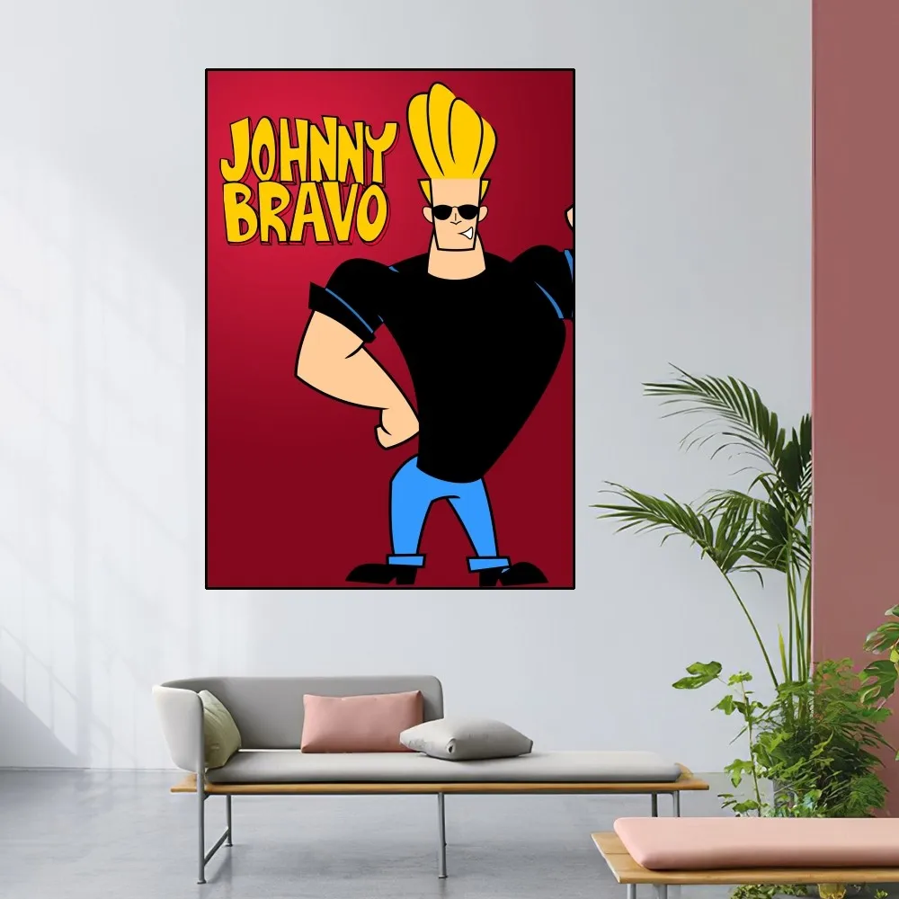 J-Johnny Bravo Cartoon Poster Home Room Decor Livingroom Bedroom Aesthetic Art Wall Painting Stickers