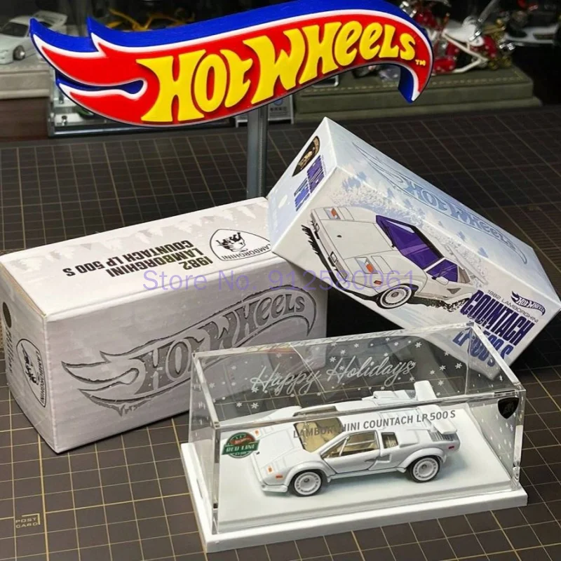 Hot Wheels en stock, exclusivo de RLC, Lamborghini Countach LP500 S a escala 1:64, versión limitada de coche de colección navideño para regalos.