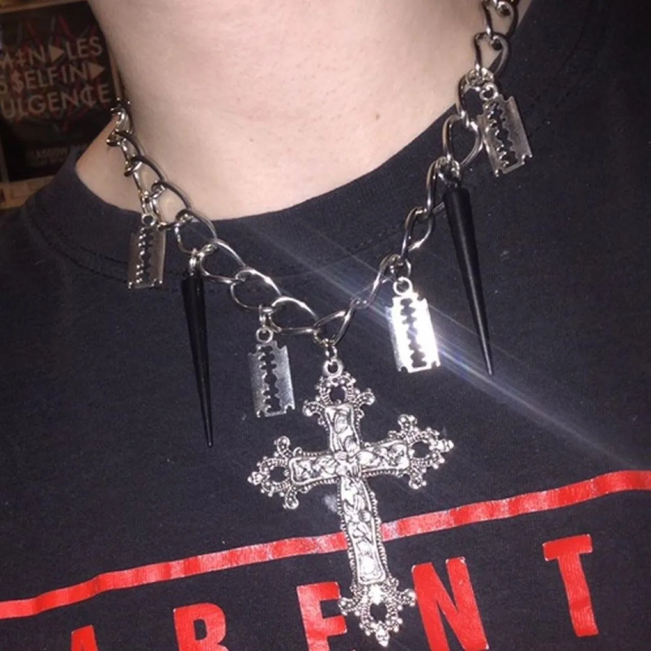 European And American INS Dark Relief Baroque Cross Gothic Retro Pendant Necklace