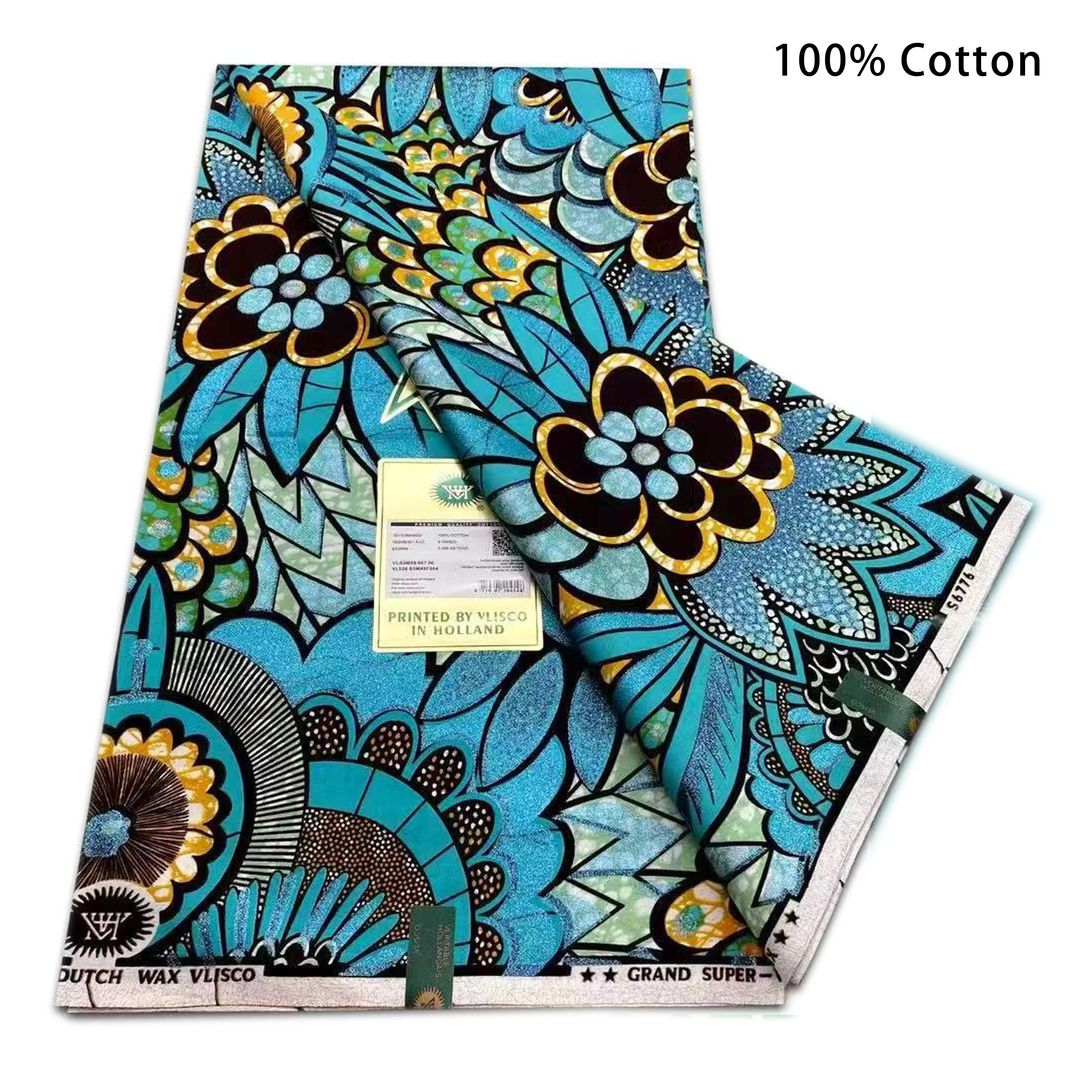 2025 New African Grey Gold Shining Super Wax Fabric Cotton Material Grand Ankara Pagne Wax Printing for Fashion Accessories