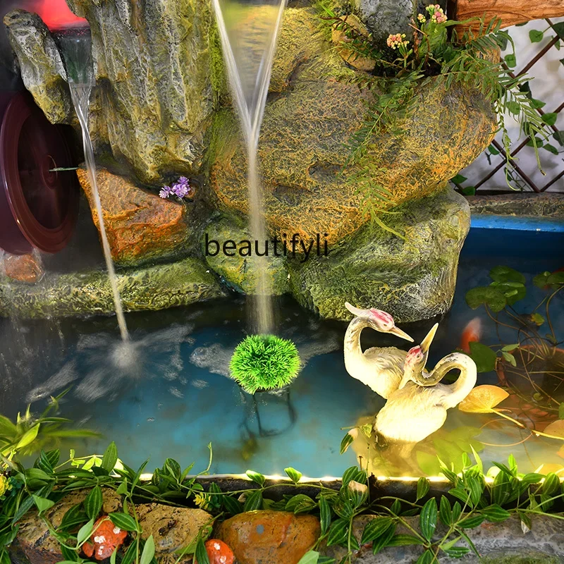 Large Floor Artificial Mountain and Fountain Fan-Shaped Decoration Hotel Fish Pond Lucky