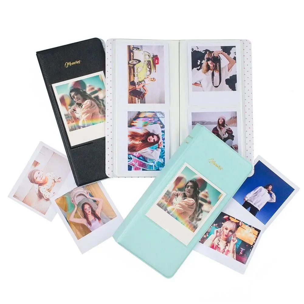 64 Taschen Fotoalbum Sofortbildkamera 5 Zoll Bild Aufbewahrungskoffer Stempel Ticketbuch für Polaroid 600/Fujifilm Instax W210/W300