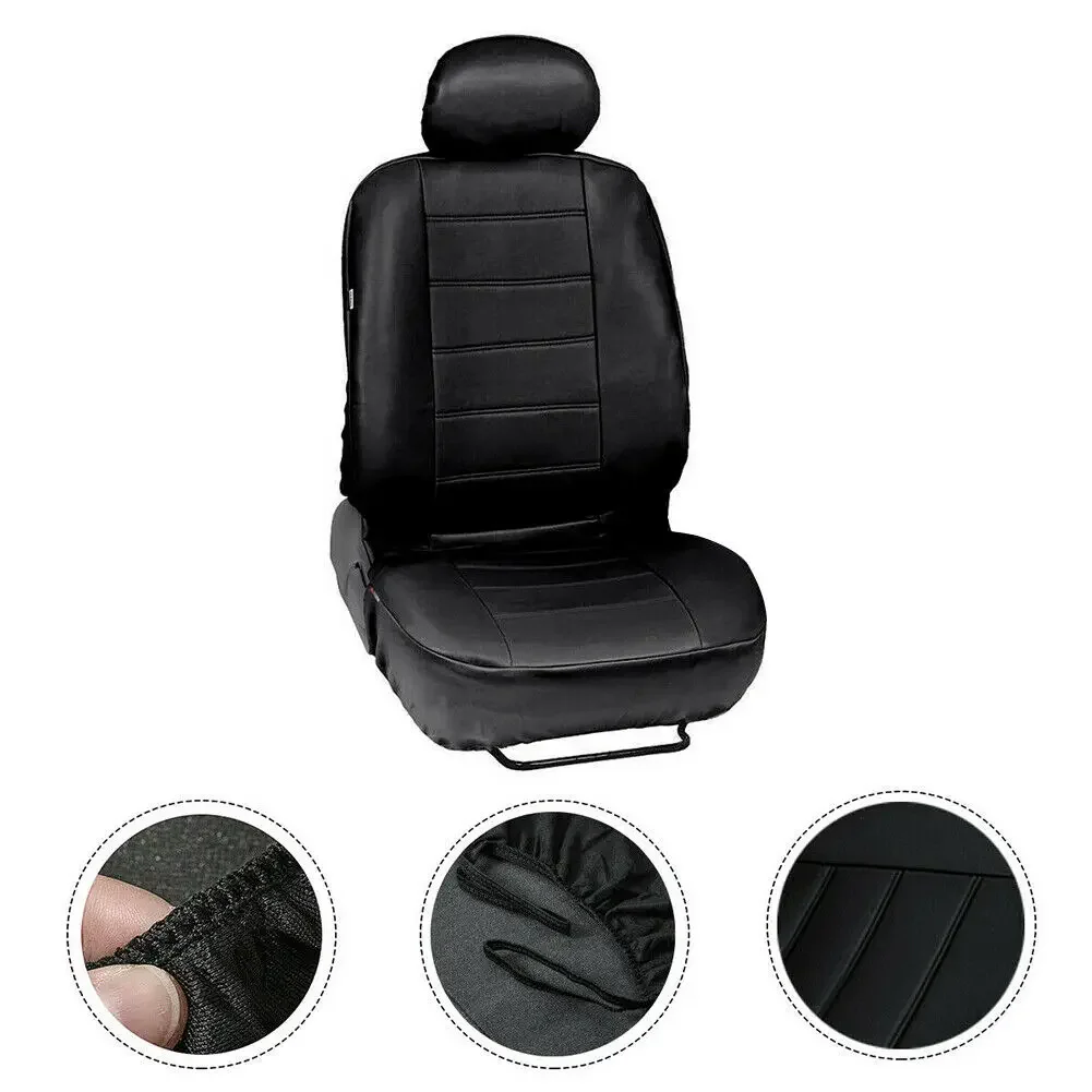 New PU Leather Universal Car Seat Covers Front & Rear Head Rests Full Set Auto Seat Cover