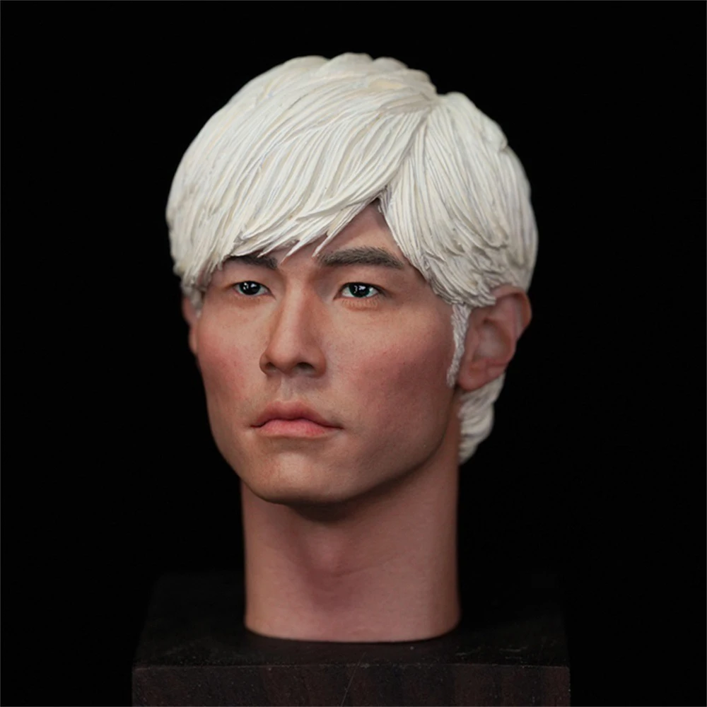 

Hot Sale 1/6th Hand Painted Asian Singer Jay Chou White Hair Vivid Head Sculpture Carving for 12'' PH TBL Action Figure