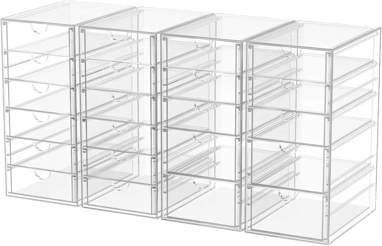 

22-Drawer Desk Organizer Set, 4-Pack Plastic Storage Bins for Office & Bathroom Organization
