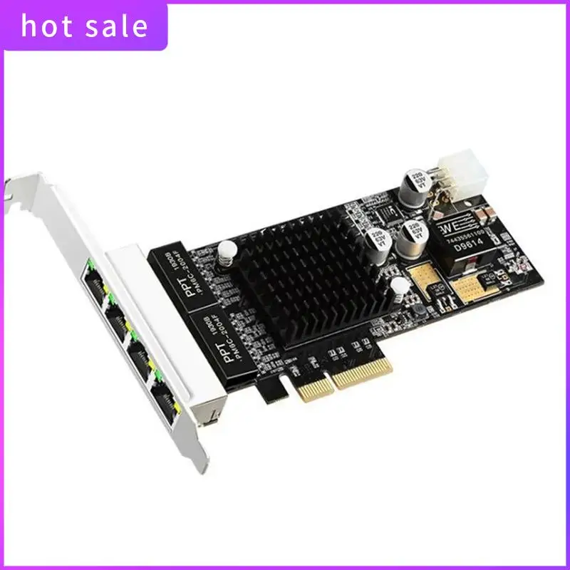 4 Port PCIE POE Network Card 10/100/1000M Gigabit Industrial Ethernet Converter PCI-E 1X Adapter Intel350 Chip