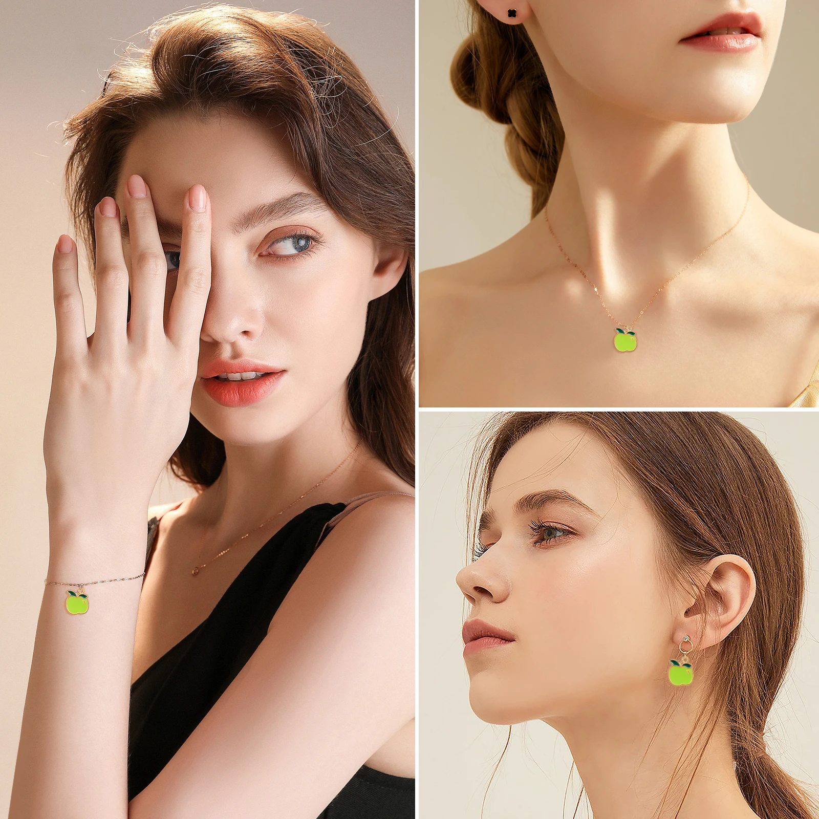 

20pcs Alloy Apple Pendant Charms Green Diy Necklace Key Chain Bracelet Accessories Creative Fruits Design Jewelry Making