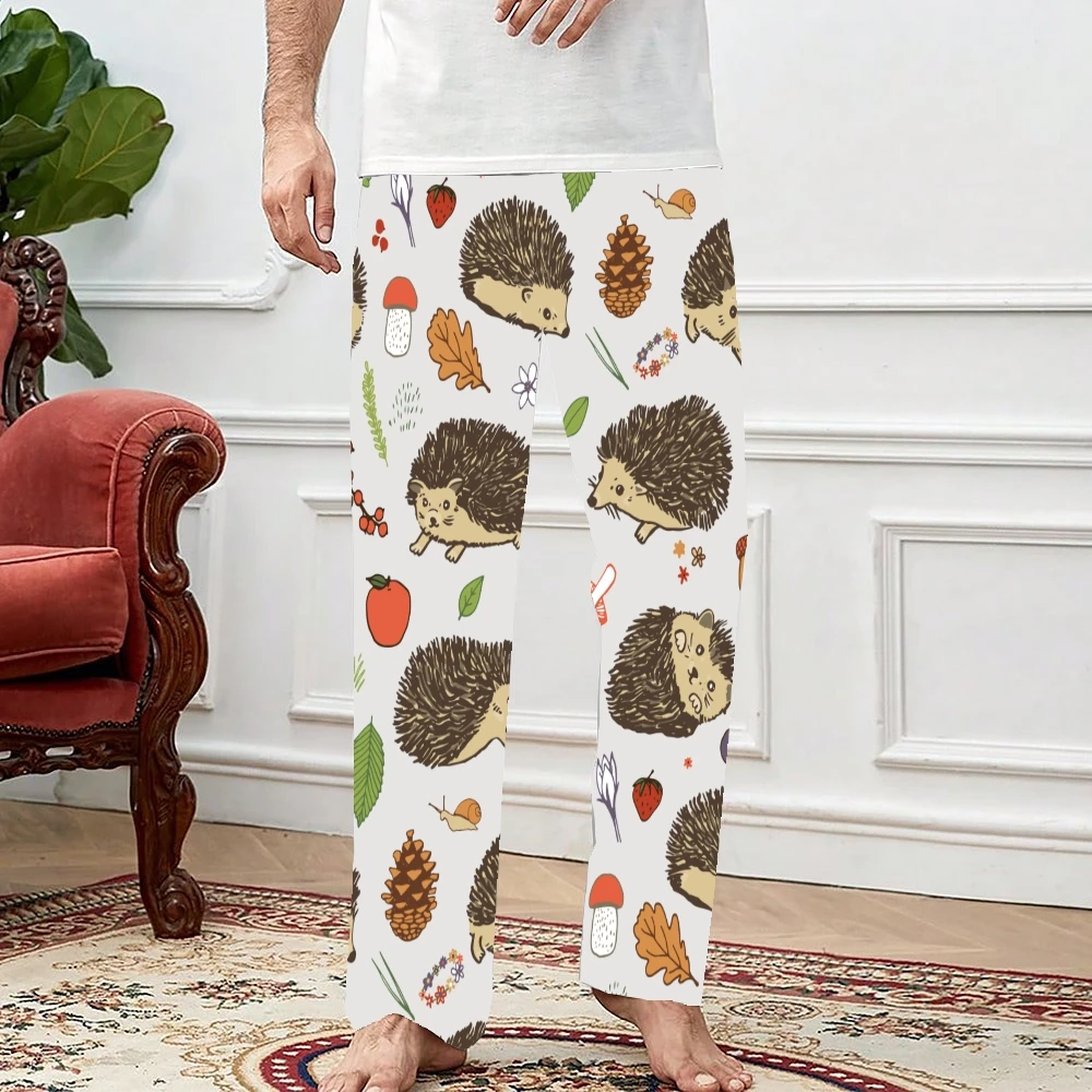 Pantalones de pijama con patrón de erizo para hombre y mujer, ropa de dormir supersuave, con bolsillos y cordón, Unisex