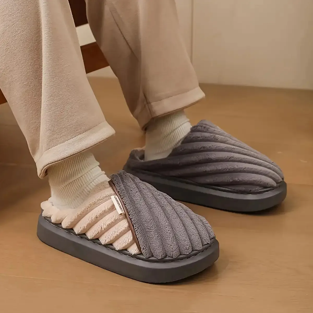 plus size Winter Warm Plush Slippers Soft Cozy Home Shoes Non Slip Indoor Fuzzy Cotton House Footwear Sole men Bedroom Slippers