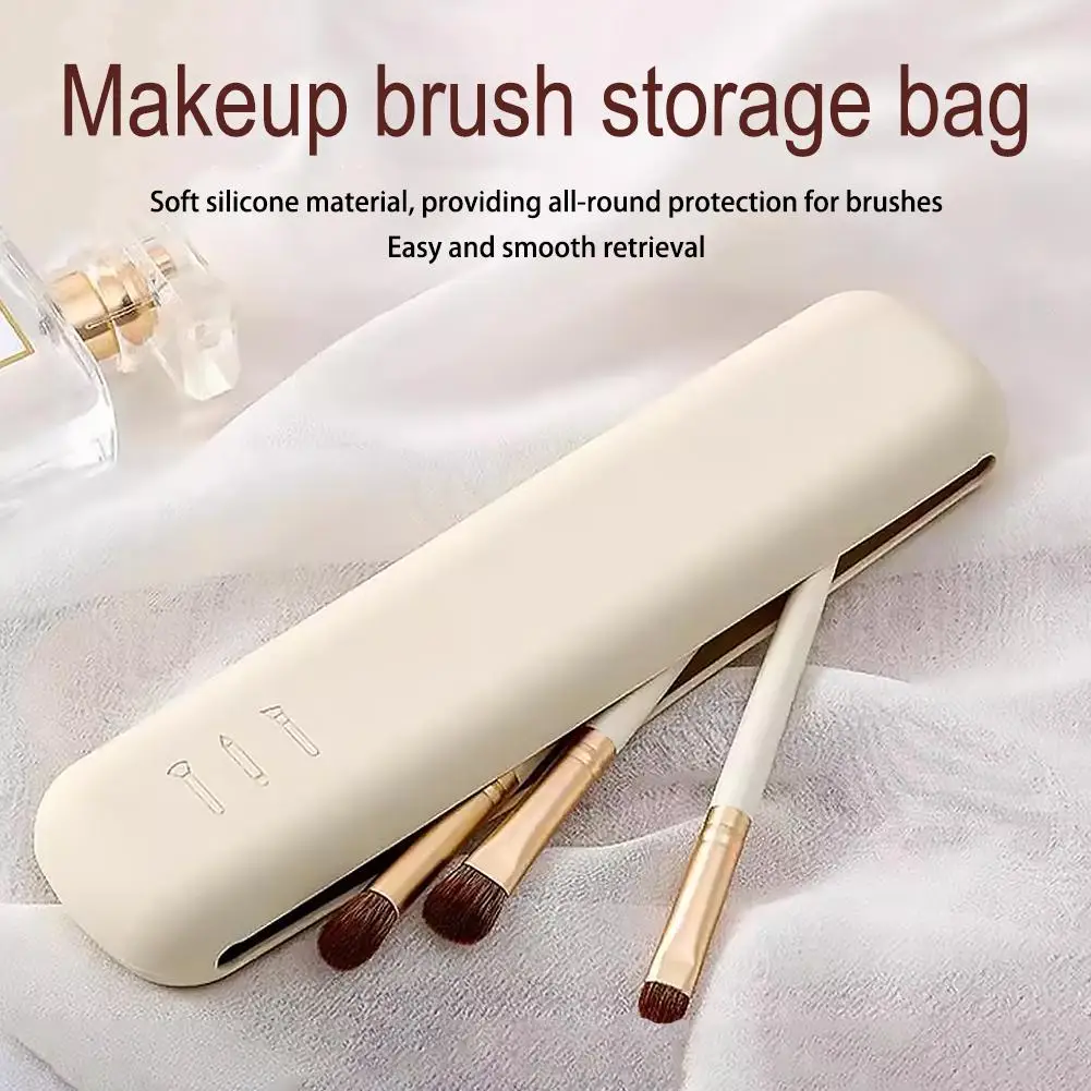 Travel Makeup Brush Bag Silicone Organizer Case Easy Clean Cosmetic Brush Holder Portable Beauty Tool Storage Box