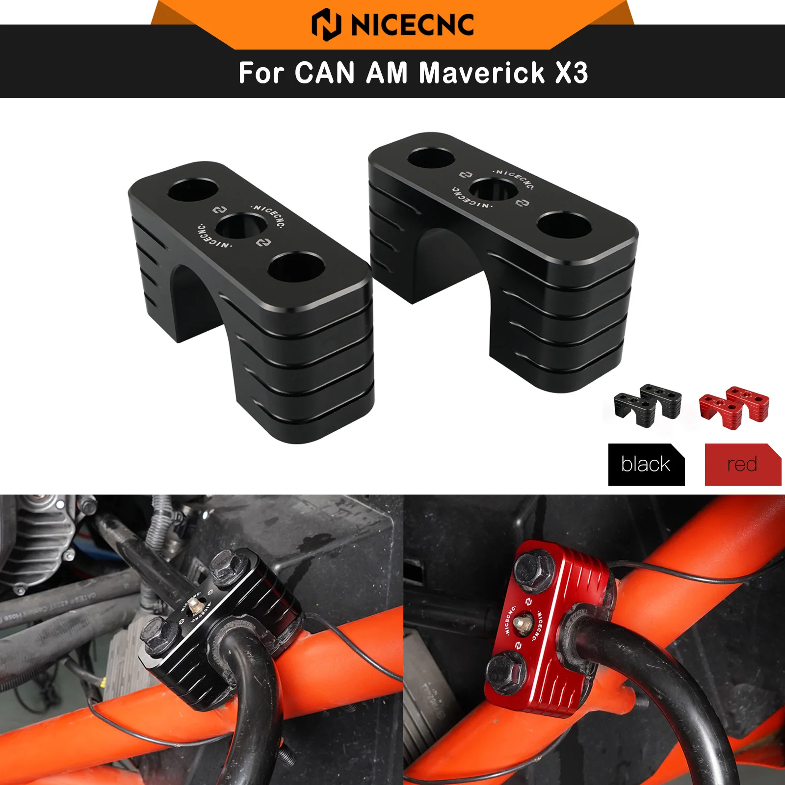 NICECNC For CAN AM Maverick X3 UTV Rear Sway Bar Clamp Mount Bracket Max R 4x4 XDS XMR XRC XRS Turbo DPS 2017-2024 Aluminum