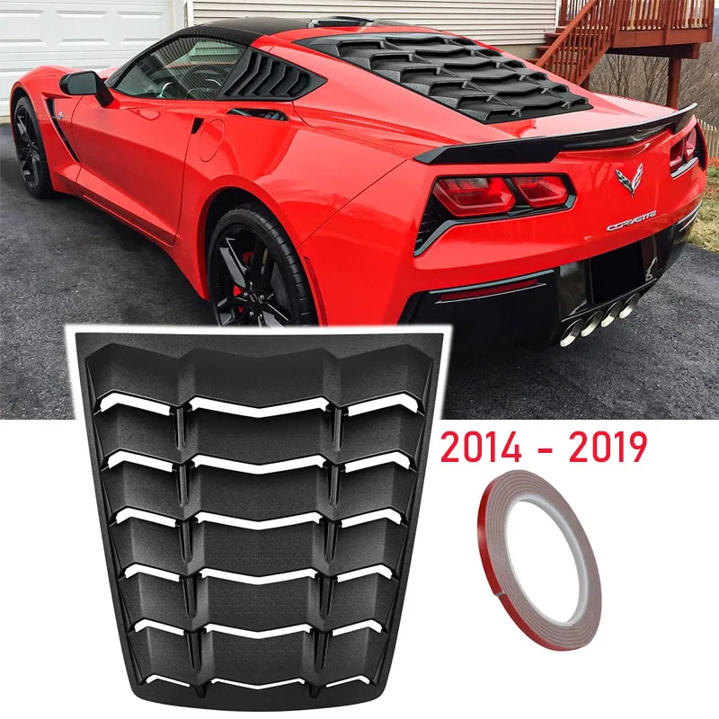 Rear Window Louver Windshield Sunshade Cover for Corvette C7 Stingray Grand Sport Z51 Z06 ZR1 2014 - 2019,ABS Matte Black