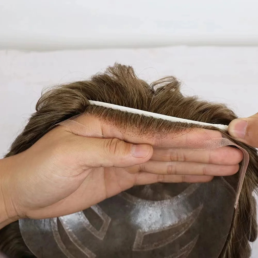 رائجة البيع 100% شعر بشري برازيلي بني فاتح مستقيم الشعر المستعار استبدال الشعر للرجال نظام سوبر رقيقة الجلد قاعدة الشعر المستعار