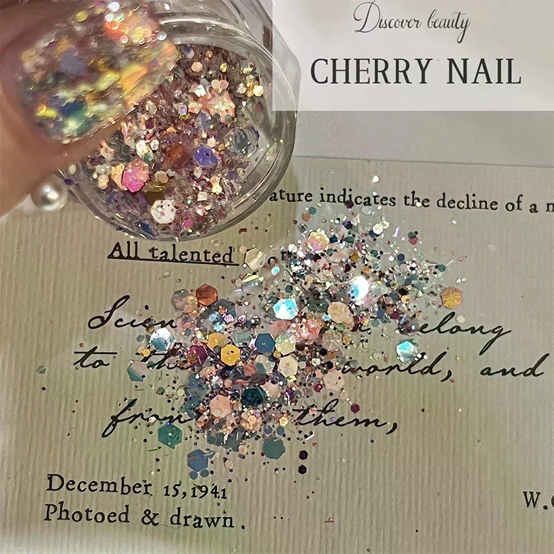 Nail Glitter Sequins 3d Laser Nail Art Flakes Colorful Confetti Sticker Manicure Supplies Make Up Diy Decals Decoration