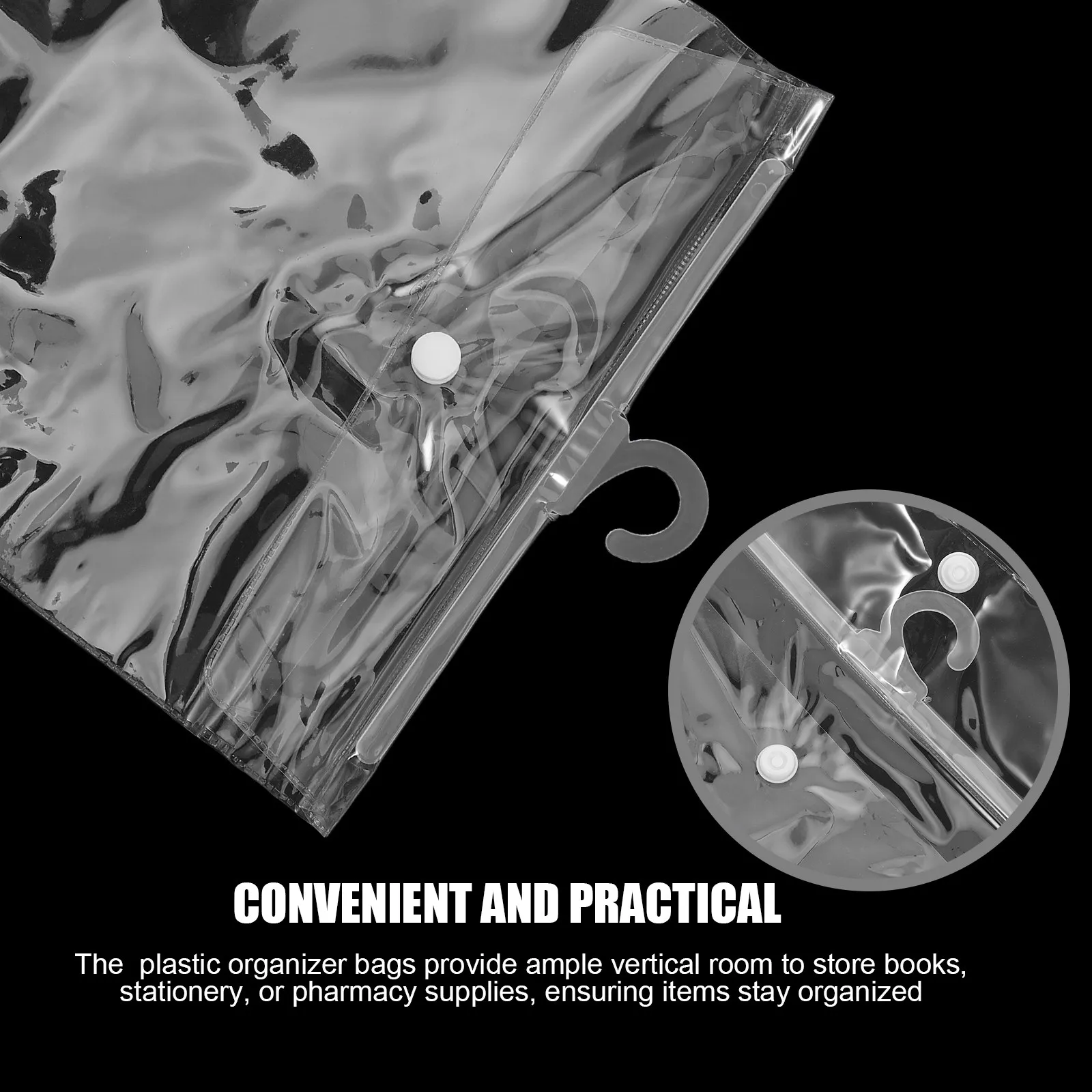 12pcs Clear Hanging Storage Bags – Dustproof & Waterproof Plastic Organizer for Books, Headphones, Supplies 3
