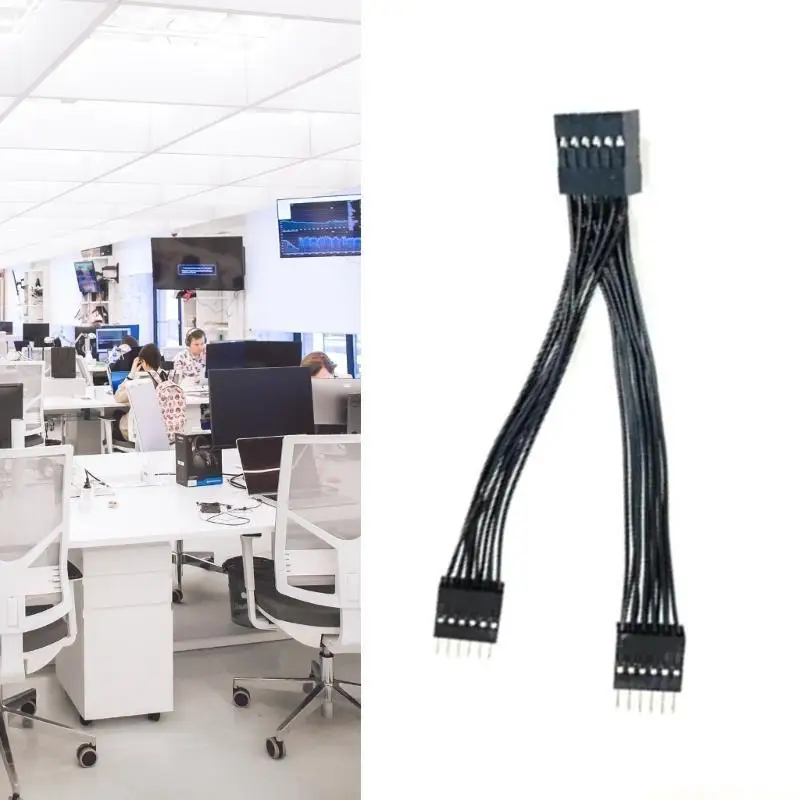 USB 2.0 11Pin Female to 2 11Pin Male Extension Cable,Motherboards 11Pin USB2.0 Header Splitters for Computer