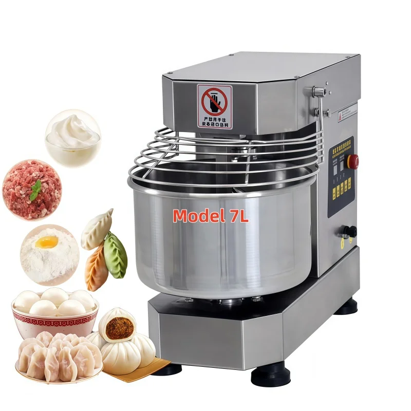 

7L Adjustable Speed Tilt Head Spiral Dough Mixer Multifunction Commercial Bakery Pizza Bread Mixer Stainless Steel Bowl High