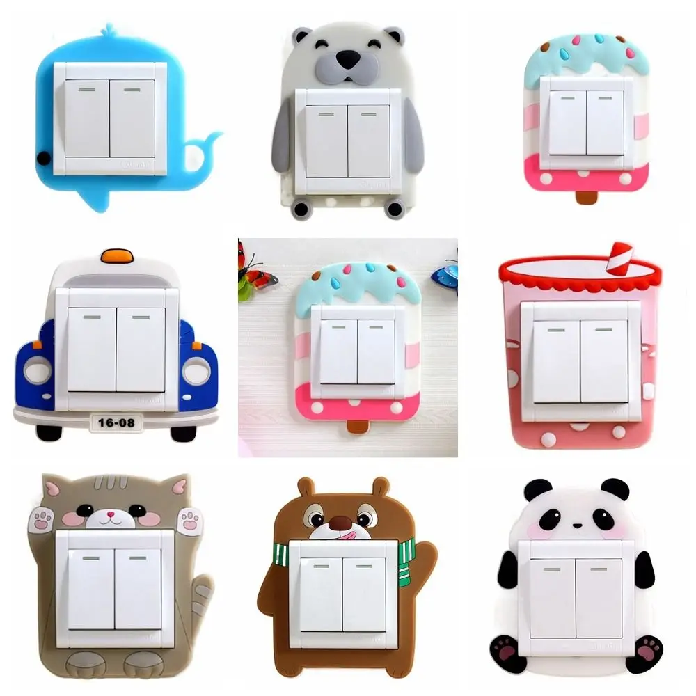 Night Light Dust Protective Silicone Switch Sticker Animal Transportation Luminous Switch Cover Silicone Fruit Home