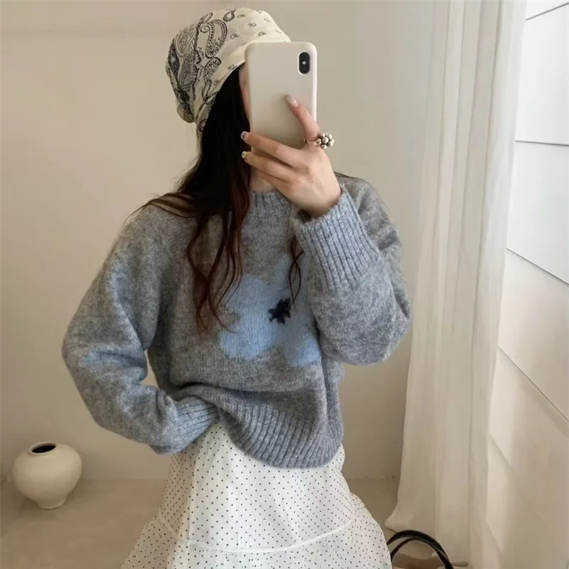 เสื้อไหมพรมถัก Daliang ไม่เป็นขุย เสื้อชั้นในคุณภาพสูง แฟชั่นผู้หญิง ทรงยาวพิเศษ แขนยาว คอกลม แบบสวม