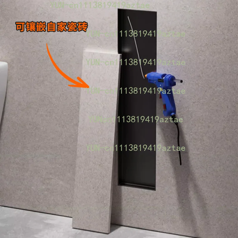 Stainless Steel Embedded Bathroom Niche, Wall‑Mounted Customizable Toilet Brush Recess Niche