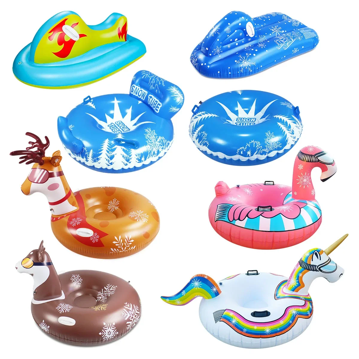 Winter PVC Wholesale Inflatable Plastic Winter Products Sled Toys Towable Sledding Equipment Sledge Snow Tube Sled