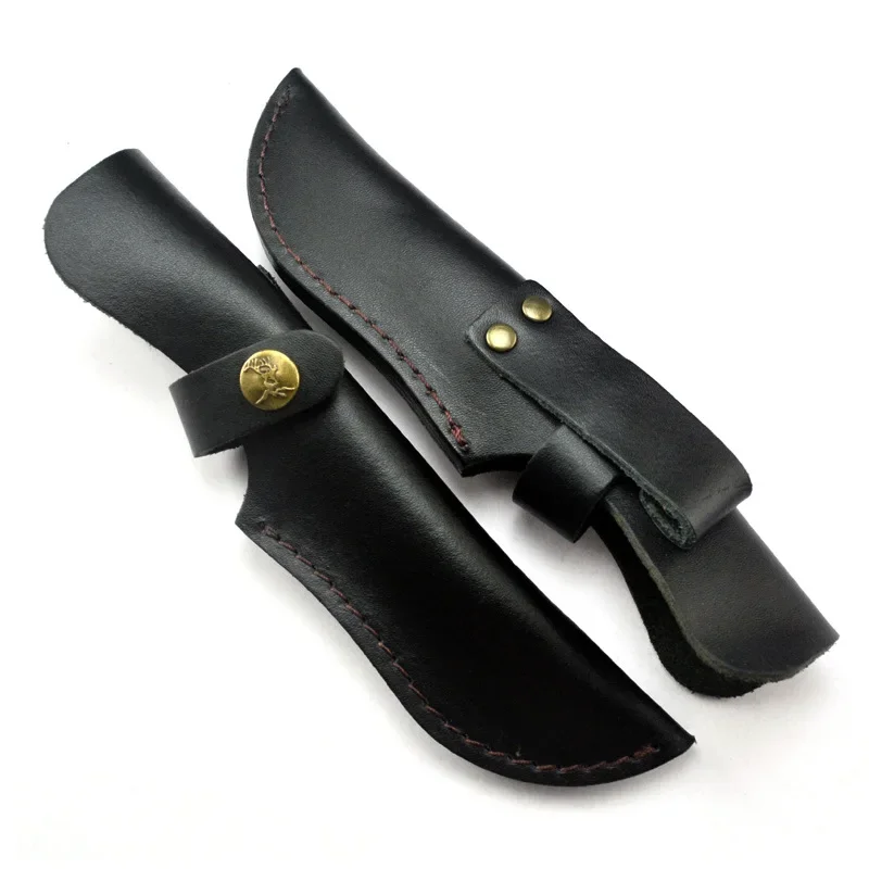 Swayboo, 1 Uds., cuchillo negro fijo Universal, Funda de cuero, Material de piel de vaca, cuchillo de caza, accesorios de herramientas de transporte con hebilla