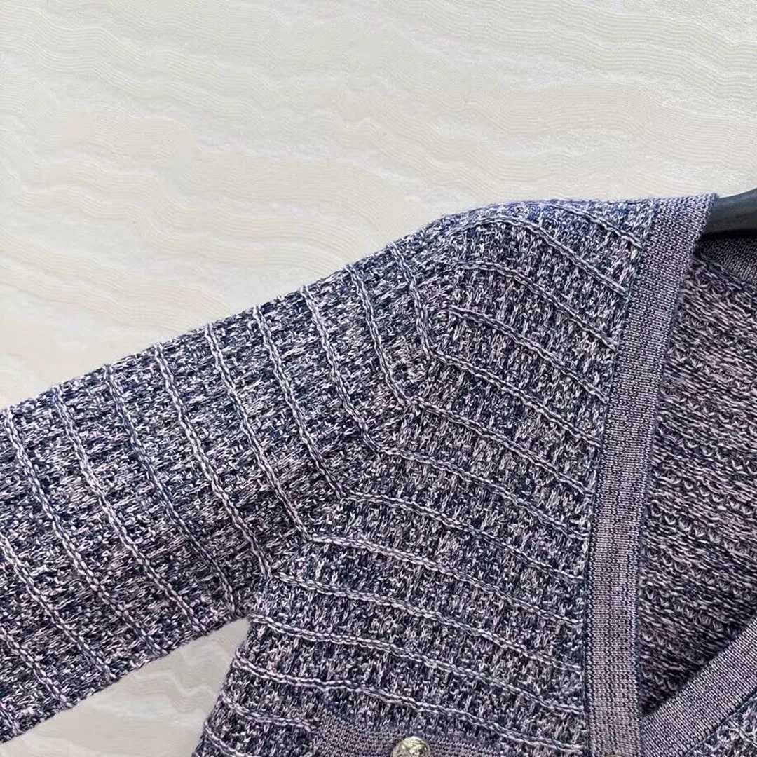 جديد الخريف الشتاء محبوك Cardiagns المرأة منقوشة الكروشيه الجاكار الخامس الرقبة طويلة الأكمام واحدة الصدر جيوب موضة لطيف سترة #3