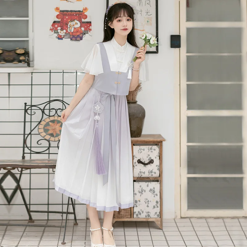 Butterfly Chinese Style Retro Daily Improvement Chinese Element Vest Dress Two-piece Set