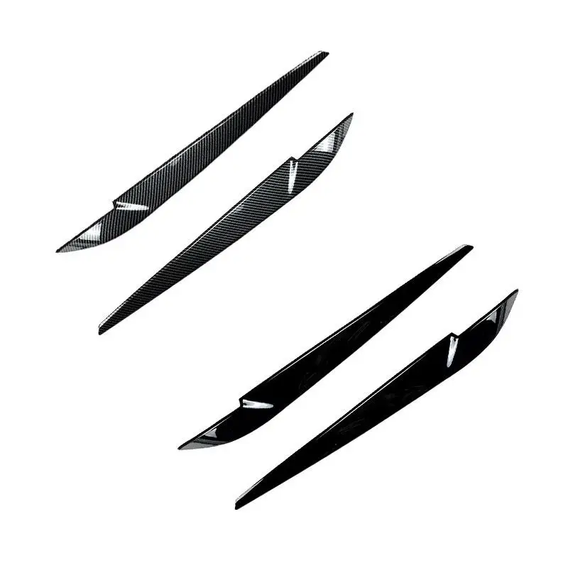 For BMW X5 X6 F15 F16 2014 2015 2016-2018 2pcs ABS Carbon Fiber Texture/Glossy Black Car Headlights Eyebrow Eyelids Cover Trim
