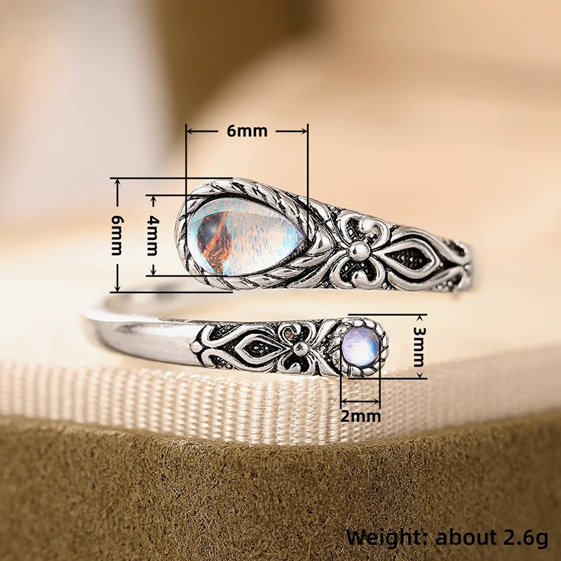 Women's Vintage Imitation Moonstone Opening Ring