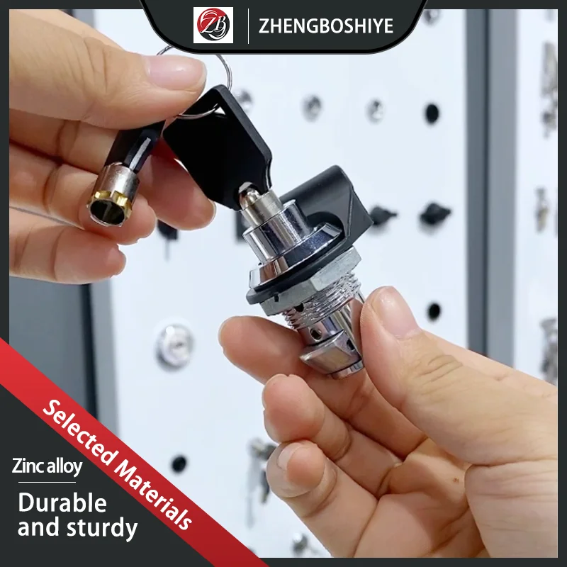 Cylindrical Impact Lock Compression Type Telescopic Lock Cabinet Light Box Elevator Door Button Lock Plum Blossom Zinc Alloy